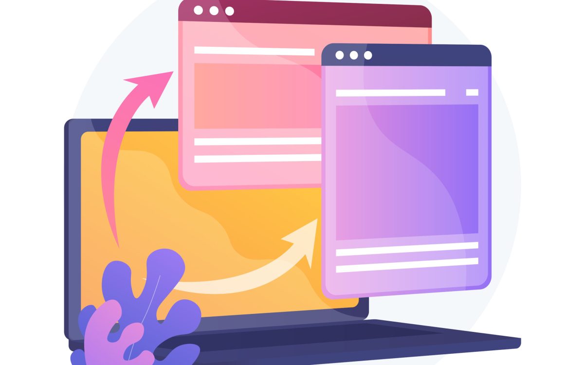 Website responsive design development. Computer, laptop software programming. Web optimization. Cross platform Internet site creating. Vector isolated concept metaphor illustration